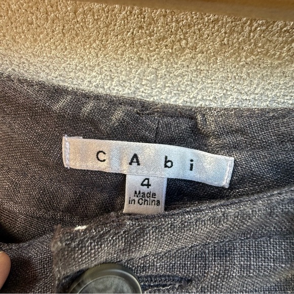 CAbi Slate Gray 100% Linen Flare Pant Size 4 #371 - Picture 4 of 6